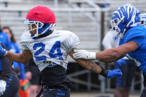 <strong>Greg Rubin during the Memphis Tigers spring scrimmage at Centennial High School on April 02, 2022 in Franklin, Tennessee.</strong> (Harrison McClary/Special to The Daily Memphian file)