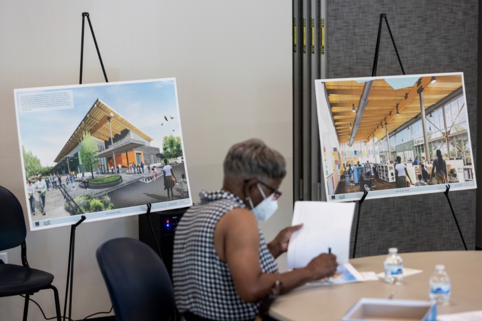 <strong>Councilwoman Michalyn Easter-Thomas held a meeting to discuss the new Frayser library that will be located along James Road during a community meeting at Frayser&rsquo;s Ed Rice Community Center.</strong> (Brad Vest/Special to The Daily Memphian)&nbsp;