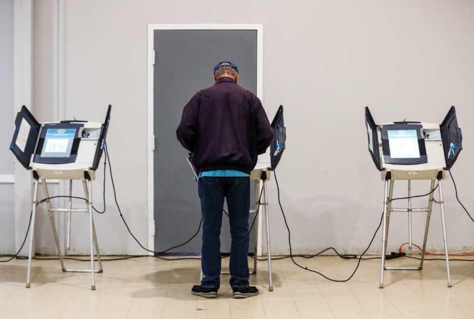 <strong>Voters cast their ballots during early voting on Wednesday, April 20, 2022 at Abundant Grace Fellowship Church.</strong> (Mark Weber/The Daily Memphian file)