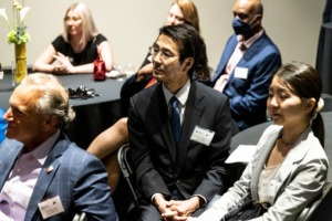 <strong>Yoichi Matsumoto listens during an event hosted by the Greater Memphis Chamber and the Japan-America Society of Tennessee at the Stax Museum of American Soul Music, Thursday night, July 7, 2022.</strong> (Brad Vest/Special to Daily Memphian)