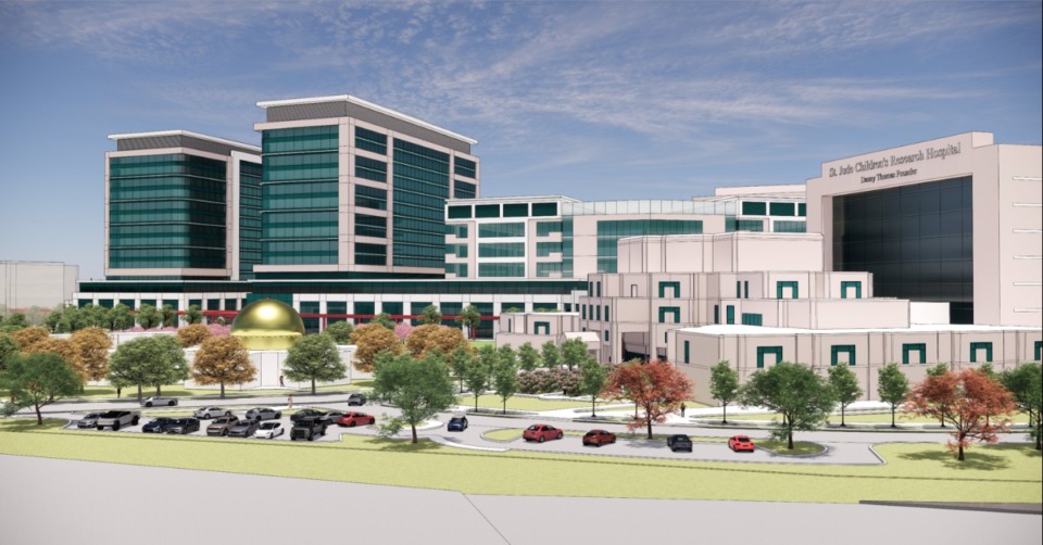 <strong>A view of the future Outpatient Clinic and Clinical Office Building from Route I-40.</strong> (Courtesy St. Jude)