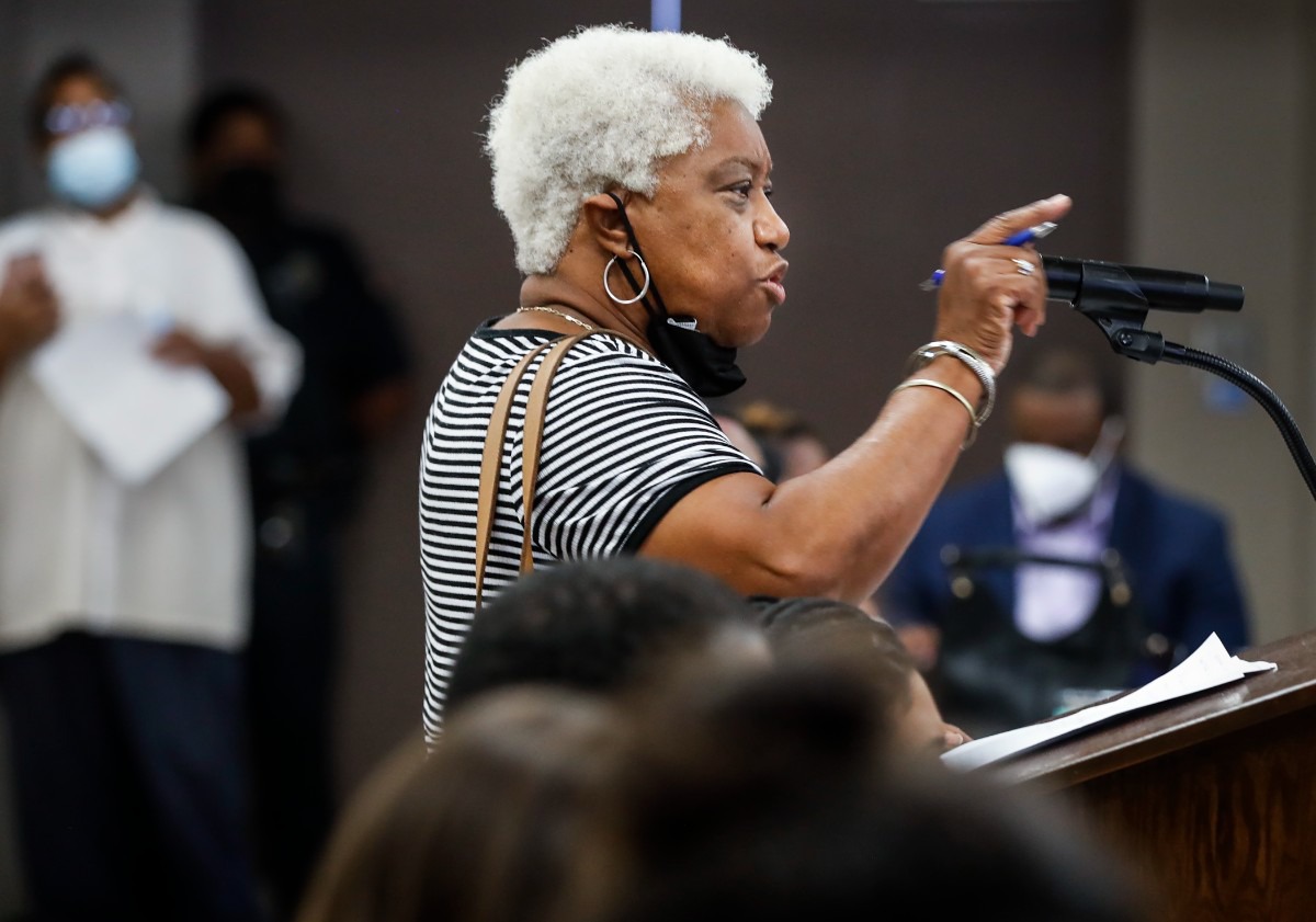 <strong>Former Memphis Police captain Claudette Boyd speaks during the Memphis-Shelby County Schools special meeting on Wednesday, July 13, 2022.</strong> (Mark Weber/The Daily Memphian)