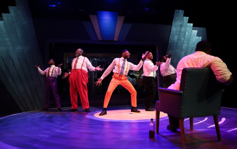 <strong>The cast of &ldquo;Five Guys Named Moe&rdquo; sings during a dress rehearsal at Hattiloo Theatre in Midtown on July 13.</strong> (Patrick Lantrip/Daily Memphian)