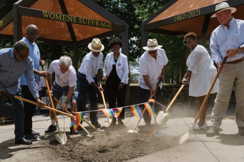 <strong>Local representatives and members of the Memphis Memorial Committee broke ground on what will be the new Ida B. Wells Plaza.</strong>&nbsp;(Lucy Garrett/Special to The Daily Memphian)