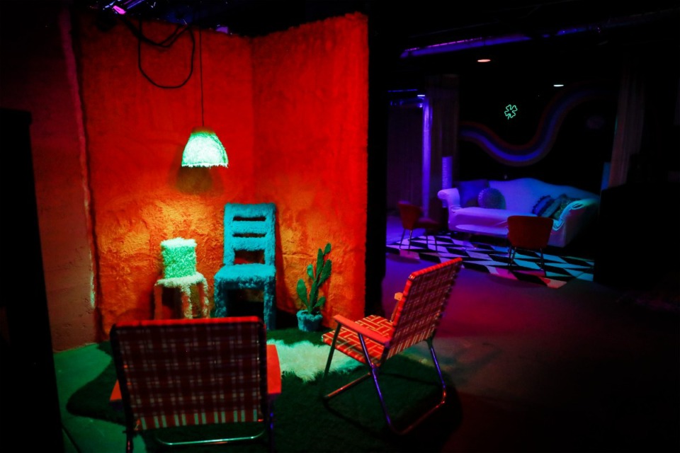 <strong>One of several themed seating areas awaits customers at the Lucky Cowboy, a speakeasy, on Thursday, July 21, 2022, in the basement of 409 S. Main.</strong> (Mark Weber/The Daily Memphian)