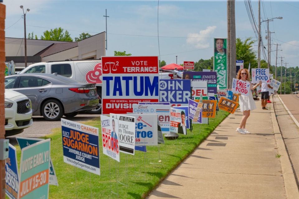 <strong>Volunteers rally voters at Riverside Missionary Baptist Church on Saturday, July 16, 2022. Early voting for the Aug. 4 election ends Saturday, July 30.</strong> (Ziggy Mack/Special to The Daily Memphian)