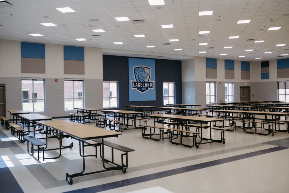 <strong>The school cafeteria at Lakeland Prep features the school&rsquo;s Lion mascot.</strong> (Lucy Garrett/Special to The Daily Memphian)