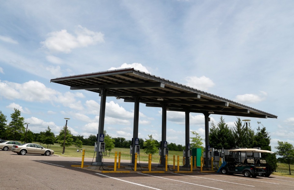 <strong>MLGW was one of 12 entities that received grants from the Tennessee Department of Environment and Conservation and the Tennessee Valley Authority to upgrade its network of electric car fast charging units on interstates and major highways.&nbsp;An existing charging station is at Shelby Farms.</strong> (Mark Weber/The Daily Memphian file)