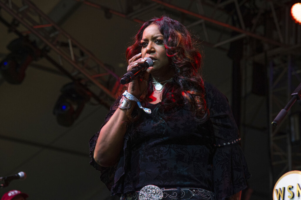 <strong>Wendy Moten performs during the Grand Ole Opry performance at the Bonnaroo Music and Arts Festival on June 13, 2019, in Manchester, Tenn. The Memphis native will perform with Vince Gill at the Orpheum Theatre on Sunday. </strong>(Amy Harris/Invision/Associated Press file)