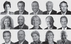 <strong>If all the nominees standing for election are elected in September, FedEx's board of directors will consist of (top row, from left) Amy B. Lane, David P. Steiner, Frederick P. Perpall, Frederick W. Smith, Joshua Cooper Ramo; (middle row, from left) Kimberly A. Jabal, Marvin R. Ellison, Nancy A. Norton, Paul S. Walsh, R. Brad Martin, and (bottom row, from left) Raj Subramaniam, Stephen E. Gorman, Susan C. Schwab, Susan Patricia Griffith and V. James Vena.</strong> (Pictures courtesy FedEx)