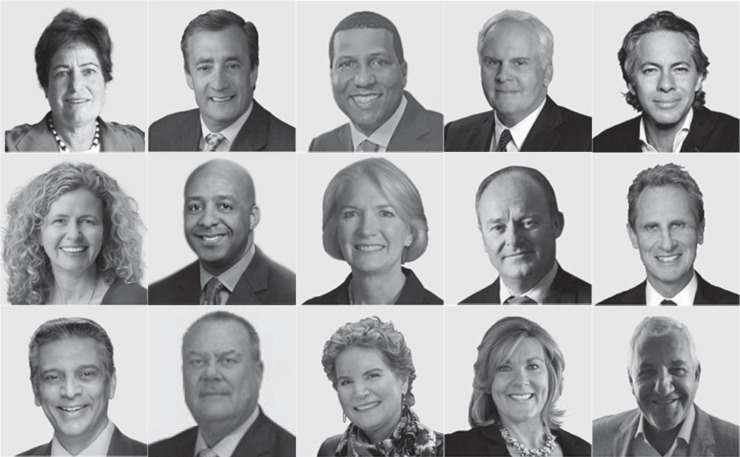 If all the nominees standing for election are elected in September, FedEx's board of directors will consist of (top row, from left) Amy B. Lane, David P. Steiner, Frederick P. Perpall, Frederick W. Smith, Joshua Cooper Ramo; (middle row, from left) Kimberly A. Jabal, Marvin R. Ellison, Nancy A. Norton, Paul S. Walsh, R. Brad Martin, and (bottom row, from left) Raj Subramaniam, Stephen E. Gorman, Susan C. Schwab, Susan Patricia Griffith and V. James Vena. (Pictures courtesy FedEx)