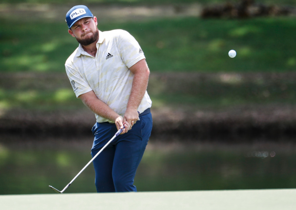 <strong>PGA golfer Tyrrell Hatton hits a chip shot during first round action of the FedEx St. Jude Championship on Thursday, August 11, 2022.</strong> (Mark Weber/The Daily Memphian)