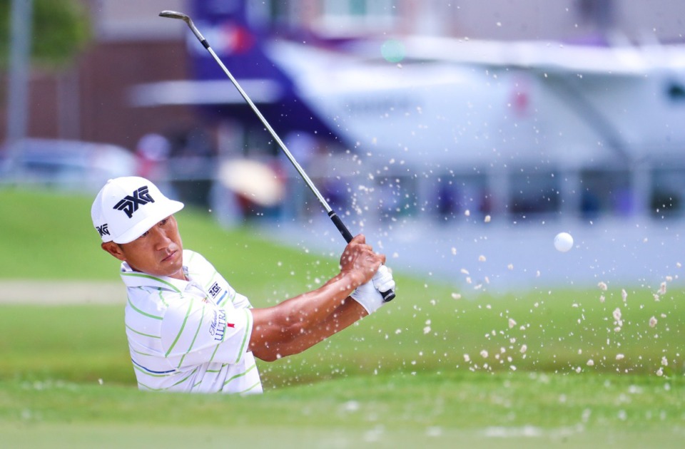 <strong>James Hahn practices his bunker shots after the FedEx St. Jude Championship Pro-Am at TPC Southwind Aug. 10, 2022.</strong> (Patrick Lantrip/Daily Memphian)