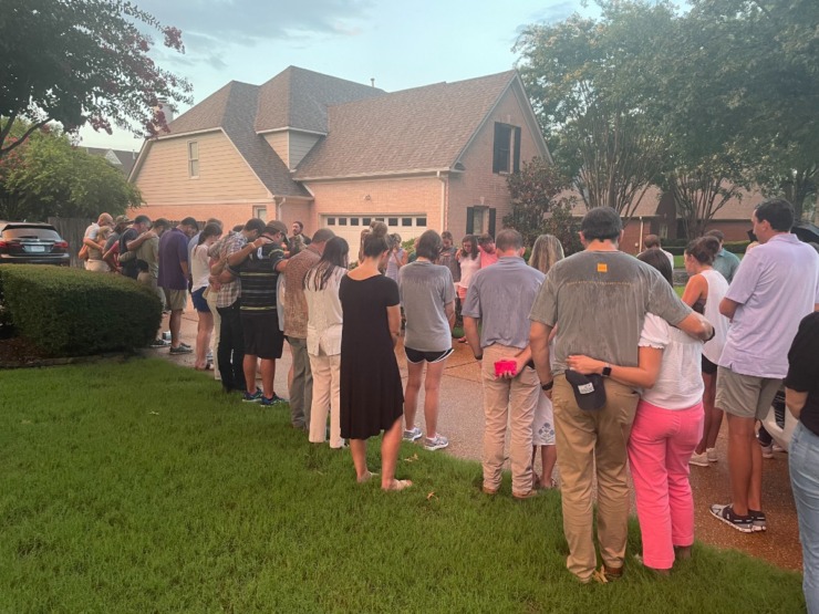 <strong>Friends from Christ United Methodist Church gather to support the Drennan family after Will&rsquo;s death.</strong> (Courtesy Matt Young)