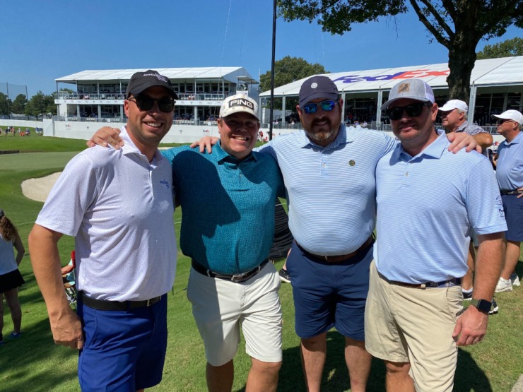 <strong>Matt Young, Darrell Smith, Chris Fussell and Jimbo Robinson came to TPC Southwind Friday because they wanted to be together and celebrate their friend Will Drennan. </strong>(Courtesy Matt Young)