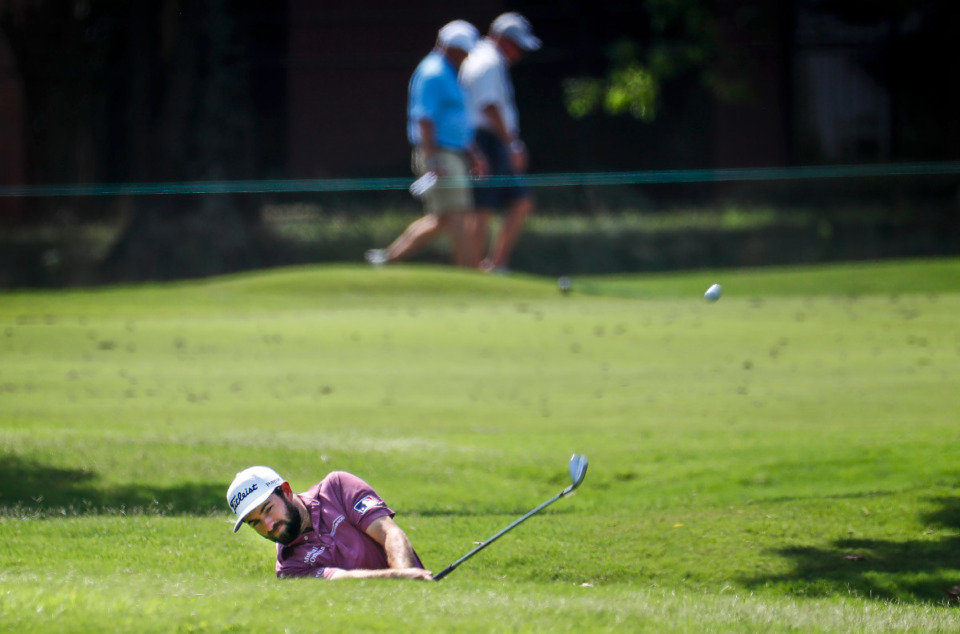<strong>PGA golfer Cameron Young hits the rough on the 9th hole during second round action of the FedEx St. Jude Championship on Friday, August 12, 2022</strong>. (Mark Weber/The Daily Memphian)