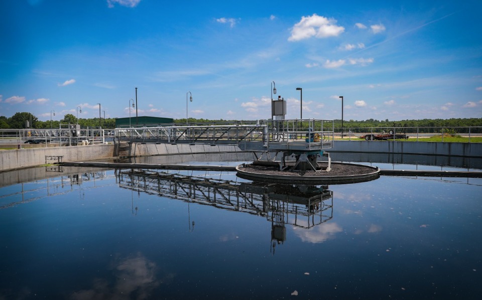 <strong>One of the treatment pools at the Short Fork Wastewater Treatment Facility in DeSoto County July 21, 2022.</strong> (Patrick Lantrip/Daily Memphian)