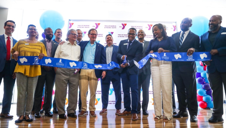 <strong>YMCA officials and city leaders cut the ribbon on the upgraded Fogelman YMCA in Downtown Memphis on Aug, 18, 2022.</strong> (Patrick Lantrip/Daily Memphian)