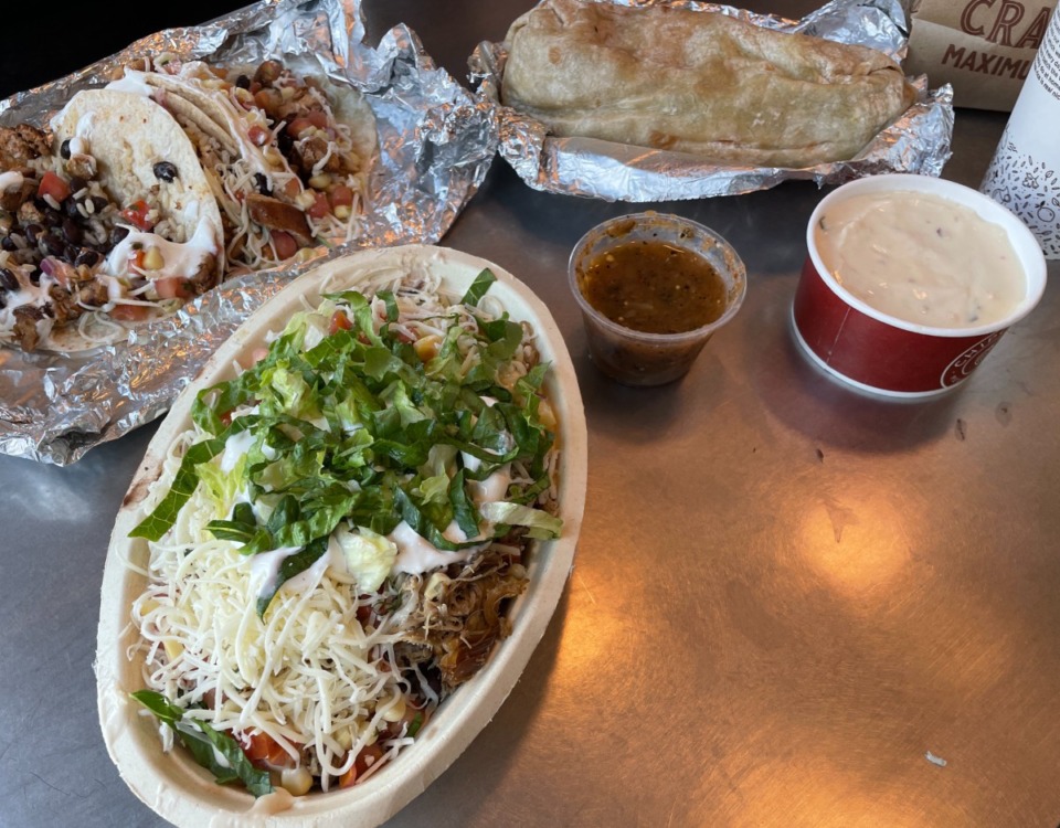 <strong>Tacos, bowl, burrito and cheese dip at Chipotle, 4726 Summer Ave.</strong> (Jennifer BIggs/The Daily Memphian)