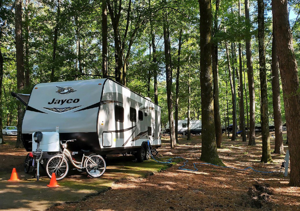 <strong>Charlie Hoots, executive director of the new nonprofit organization, Mississippi State Parks Foundation, frequently enjoys local outdoor activities with his camper (pictured) in tow. Because of his use of state parks, he was familiar with the need for improvement and enhancements to facilities and became involved in raising funds for upgrades.</strong> (Courtesy Marie Hoots)