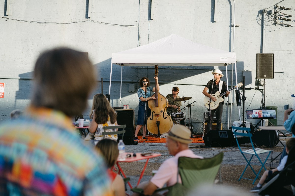 <strong>Amy LaVere and her band perform at the Rockwalk Festival at Edge Plaza in the Edge District on 901 Day.</strong> (Lucy Garrett/Special to the Daily Memphian)