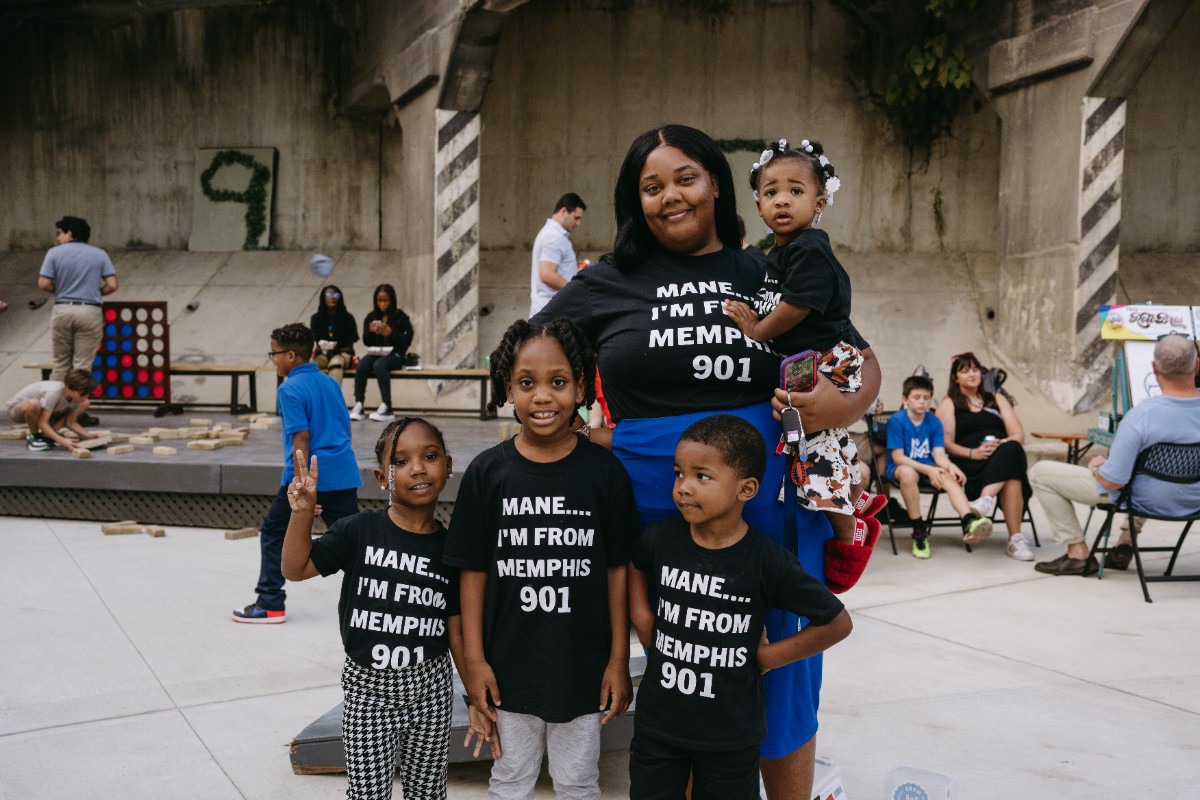 <strong>(Left to right) Ava, Terrion, Mum Darnisha, Chavis and Nova Deberry enjoy a family evening out at the Choose901 event on 901 Day.</strong> (Lucy Garrett/Special to The Daily Memphian)