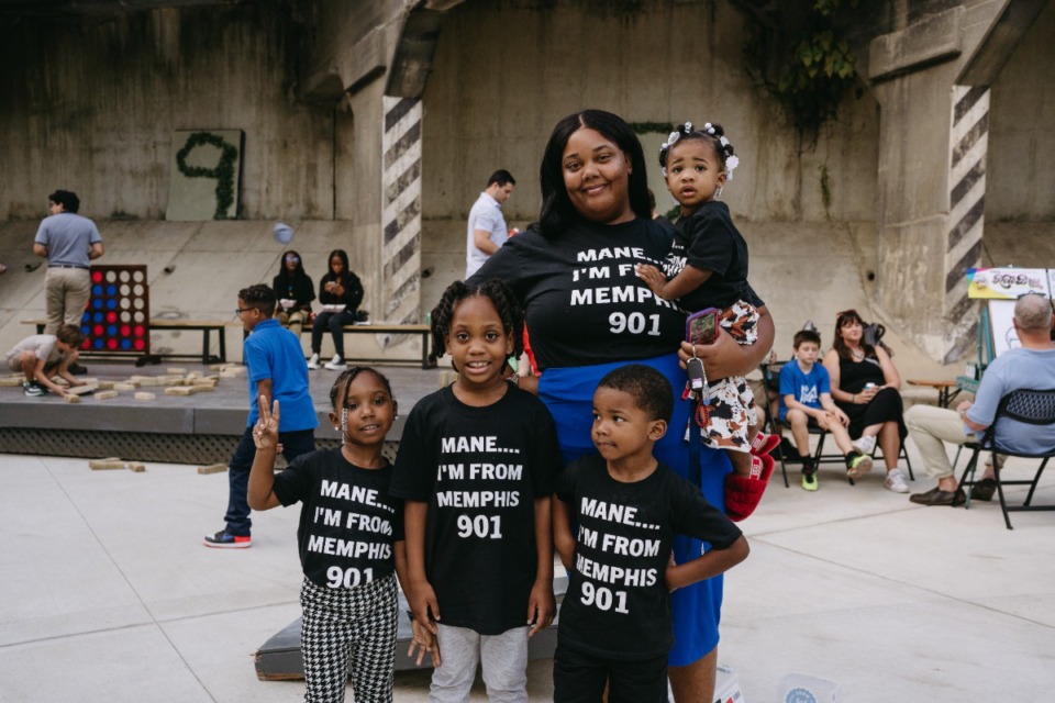 <strong>(Left to right) Ava, Terrion, Mum Darnisha, Chavis and Nova Deberry enjoy a family evening out at the Choose901 event on 901 Day.</strong> (Lucy Garrett/Special to The Daily Memphian)
