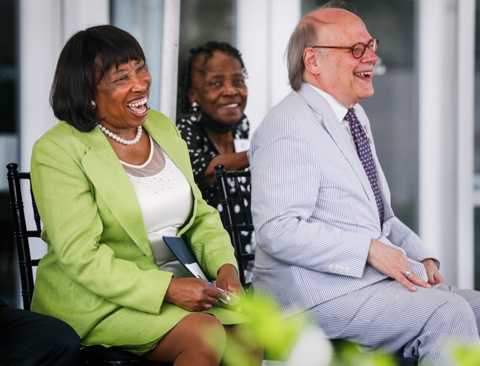 <strong>Judge Bernice Donald (left) shares a laugh with Congressman Steve Cohen on July 25, 2022. Donald has been awarded the 2022 Sandra Day O&rsquo;Connor Award from The National Judicial College.</strong> (Mark Weber/The Daily Memphian file)
