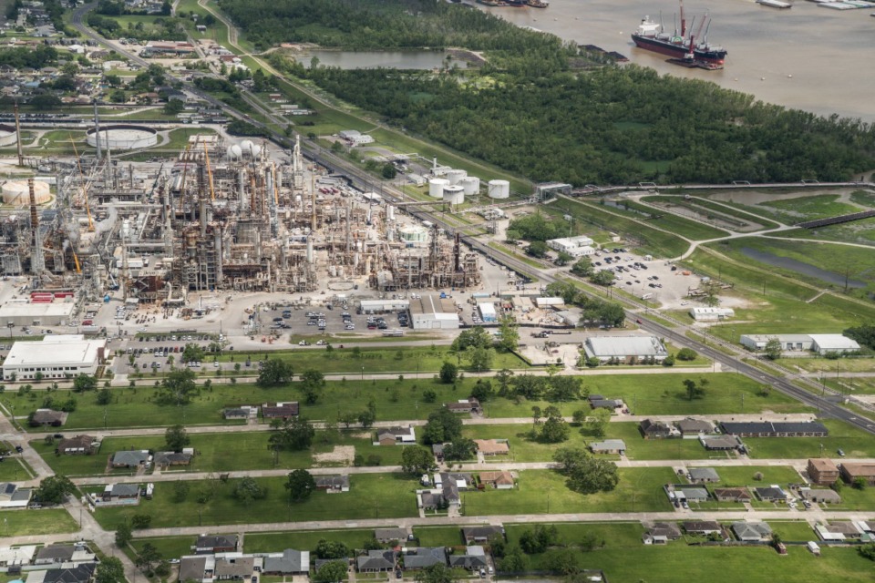 <strong>An industrial plant sits along the Mississippi River in Jefferson Parish, Louisiana. It&rsquo;s part of a region nicknamed Cancer Alley by some residents due to the high concentration of petrochemical plants and refineries between Baton Rouge and New Orleans.</strong>&nbsp;(Kezia Setyawan/WWNO)