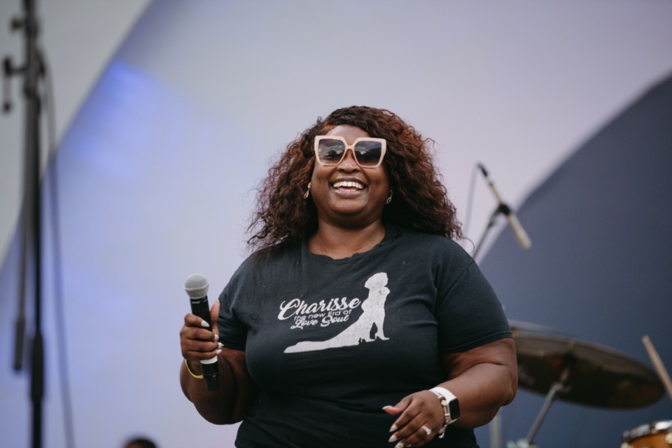 <strong>Artist Charisse performs Saturday, Sept. 3, 2022 at the WLOK Stone Soul Picnic at the Overton Park Shell.</strong> (Lucy Garrett/Special to The Daily Memphian)