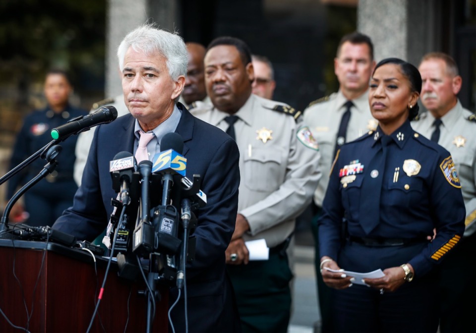 <strong>Shelby County District Attorney Steve Mulroy addresses the media during a joint press conference to discuss the case of suspect Cleotha Abston, on Tuesday, Sept. 6.&nbsp;</strong>(Mark Weber/The Daily Memphian)