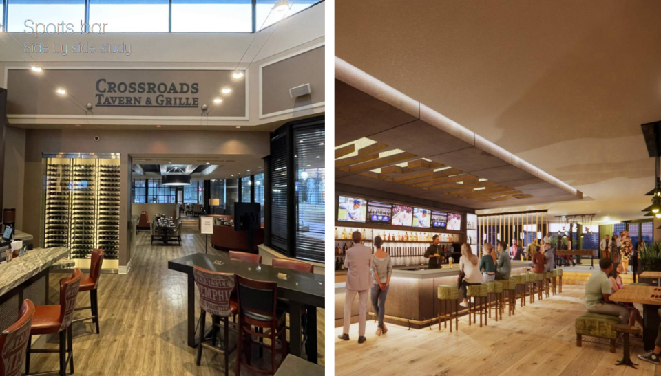<strong>Side by side of the exsisting bar and restaurant and the proposed remodel.</strong>&nbsp;(Credit: DW Design Strategy)