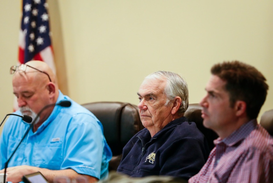 <strong>On Tuesday, Sept. 6, the town&rsquo;s Board of Mayor and Aldermen (including Aldermen Oscar Brooks, from left, Harry McKee and Jeremy Biggs in a file photo)&nbsp;<span dir="ltr" role="presentation">unanimously approved a resolution to study&nbsp;</span><span dir="ltr" role="presentation">construction of roundabouts at expressway</span><span dir="ltr" role="presentation">&nbsp;ramps.</span></strong> (Mark Weber/The Daily Memphian file)