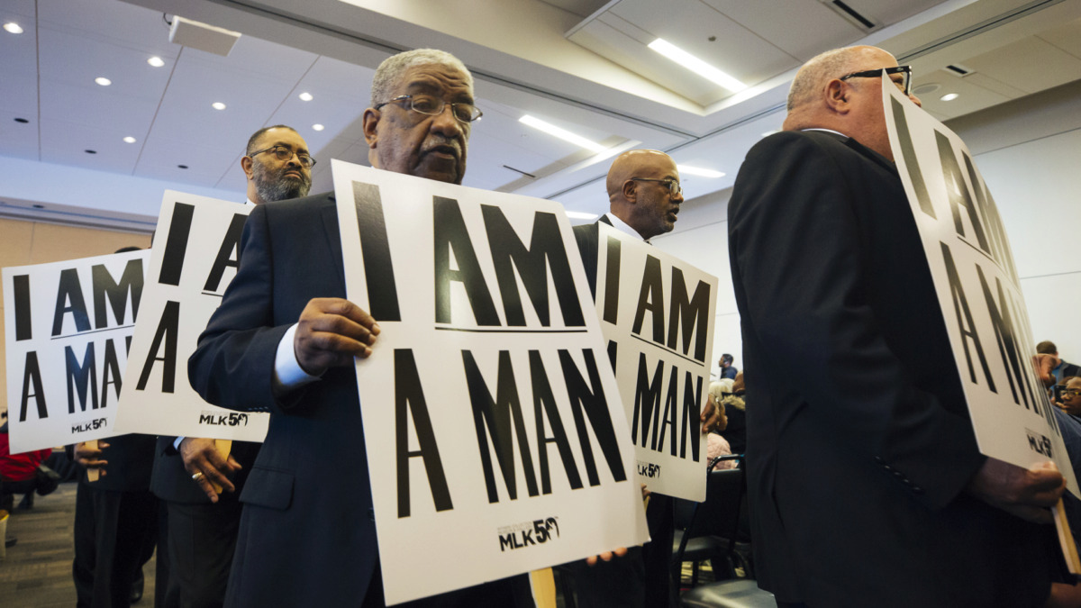 <strong>Members of Dr. Martin Luther King Jr.'s fraternity, Alpha Phi Alpha Inc., march during a ceremony April 4, 2019, at the National Civil Rights Museum to commemorate the anniversary of King&rsquo;s assassination in 1968.</strong> (Ziggy Mack/Special to The Daily Memphian)