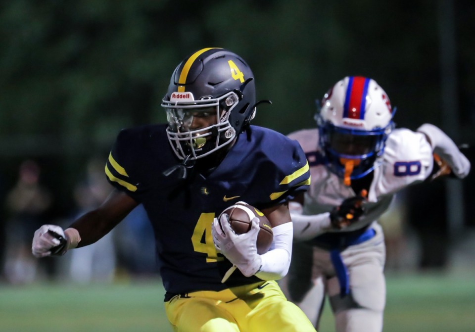 <strong>Lausanne receiver Marterius Boyd runs after a reception in the Sept. 9. 2022, game against Bartlett.</strong> (Patrick Lantrip/Daily Memphian)