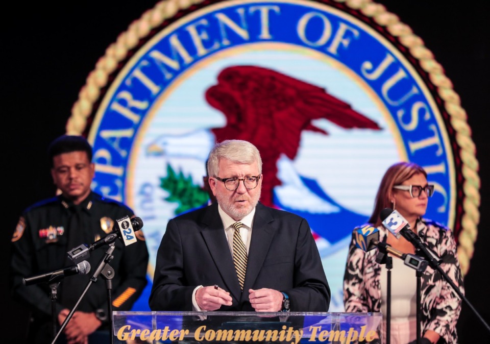 <strong>Joseph C. Murphy Jr., U.S. Attorney for the Western District of Tennessee, speaks at a press conference Sept. 13, 2022 advancing the Better Community Summit, which will be held later in the week.</strong> (Patrick Lantrip/The Daily Memphian)
