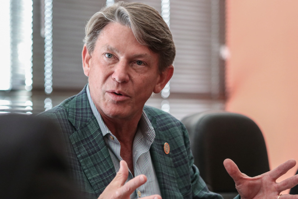<strong>Randy Boyd, interim president of the University of Tennessee, talks with Daily Memphian editors and staff about his goals and the leadership qualities UT's next president needs to have.</strong> (Jason R. Terrell/Daily Memphian)