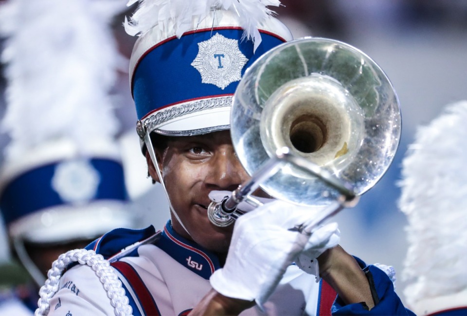 <strong>Members of the Tennessee State University band perform at Simmons Bbank Liberty Stadium.</strong> (Patrick Lantrip/Daily Memphian)