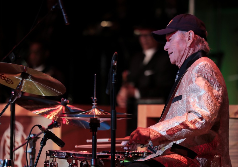 <strong>J.M. Van Eaton provides drums for s rendition of&nbsp;&ldquo;Whole Lot of Shakin&rsquo; Going On&rdquo; at the Cannon Center for the Performing Arts on Sept. 15, 2022.</strong> (Patrick Lantrip/Daily Memphian)