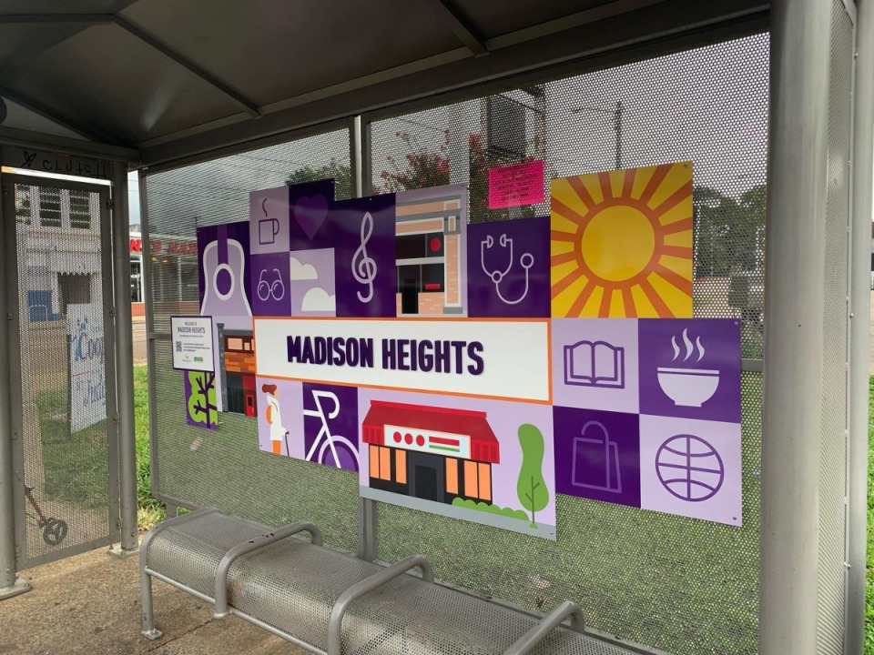 <strong>A new Madison Heights bus shelter installation.</strong> (Courtesy Memphis Medical District Collaborative.)