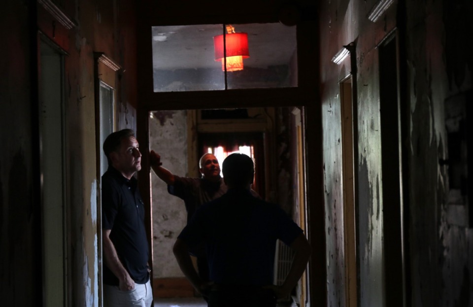<strong>Tony Kuhn, in the second-floor hallway of Hotel Pontotoc, bought the building in April with fellow developer&nbsp;Joseph Lewis&nbsp;for $1.2 million. They expect to spend another $2 million restoring the Downtown landmark&nbsp;</strong>(Neil Strebig/The Daily Memphian)