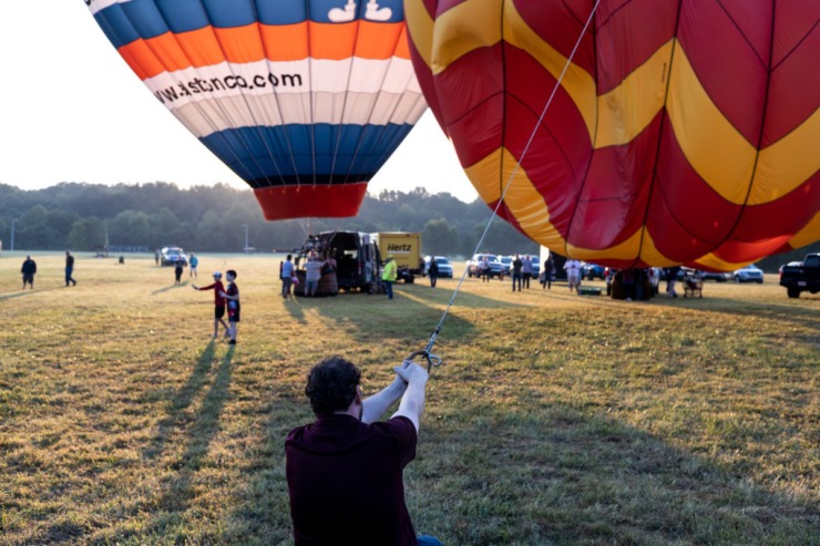 <strong>More than 20 hot-air balloons took off Saturday morning for the first day of the two-day Collierville Balloon Festival.</strong> (Brad Vest/Special to The Daily Memphian)
