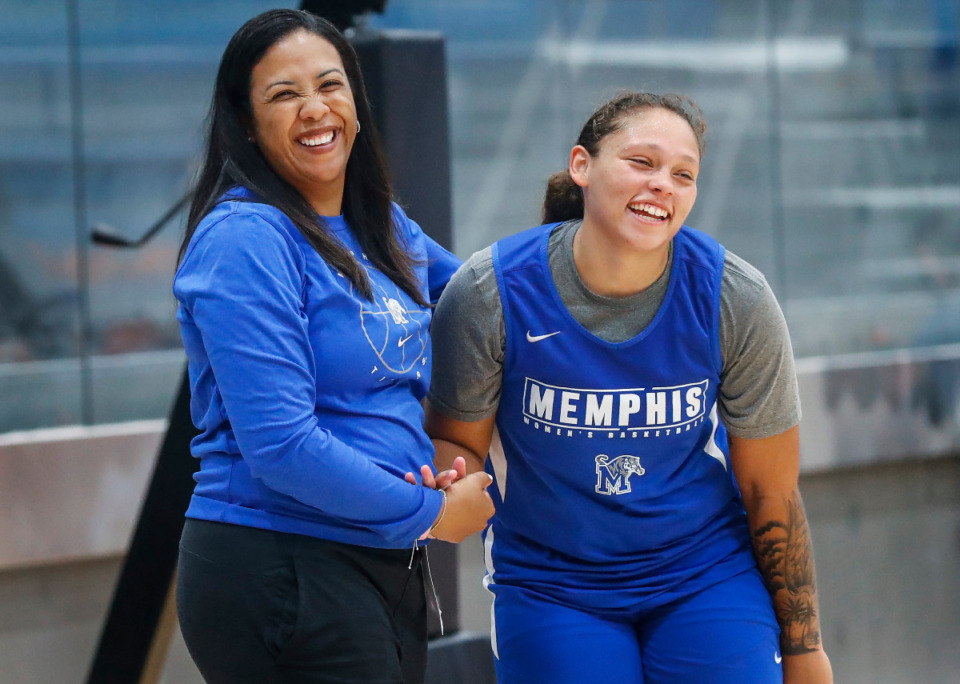 <strong>University of Memphis Tigers coach Katrina Merriweather (left) and her Tigers women&rsquo;s basketball team will open the season with an exhibition on Nov. 1 against Rust.</strong> (Mark Weber/The Daily Memphian file)