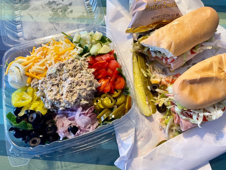 <strong>Ms. B&rsquo;s tuna chef salad and 12-inch trio sandwich are both big enough to share with a friend. Bonnie Harris, who worked at the Chinese Sub Shop (aka Highland Super Submarine Shop) for 25 years, owns Ms. B&rsquo;s Sub Shop at 1256 Getwell Road.&nbsp;</strong>(Jennifer Biggs/Daily Memphian)