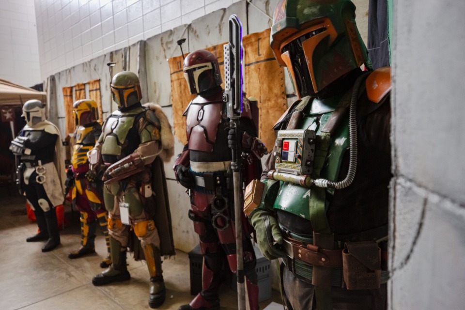 <strong>Bes'uliik Clan members of the Mandalorian Mercs stand posted at their booth during Memphis Comic Expo at the AgriCenter on Saturday Sept. 24, 2022.</strong> (Ziggy Mack/Special to The Daily Memphian)