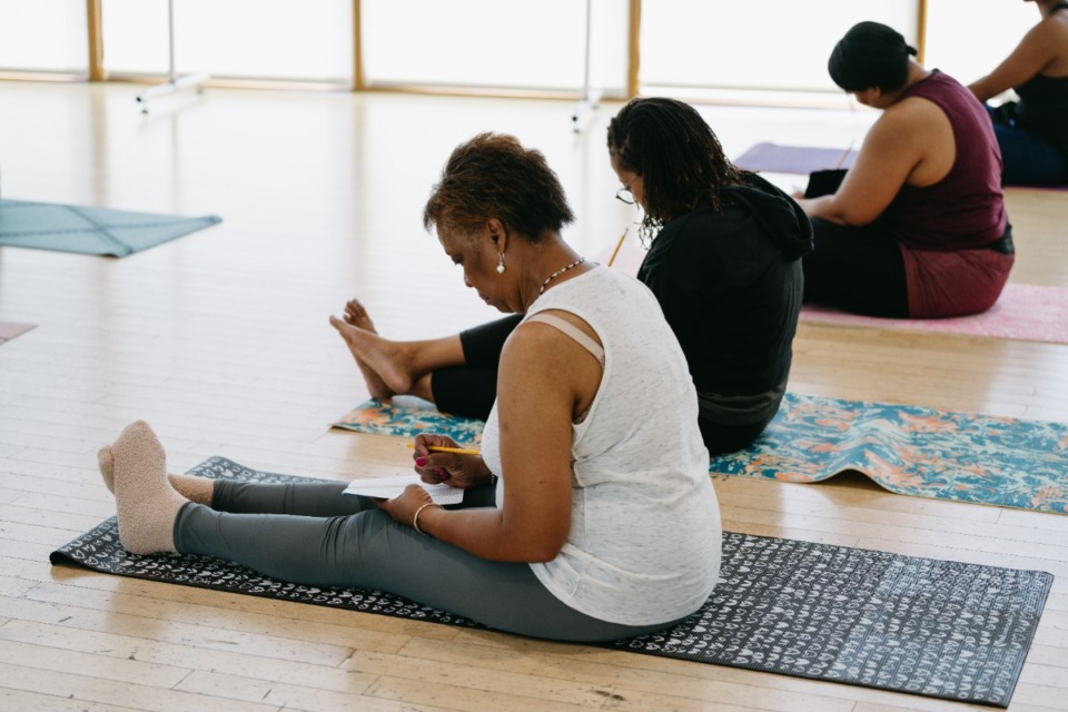 The Freedom of the Soul event included time for a journaling exercise on Sunday, Sept. 25, 2022 at Collage Dance Collective at 505 Tillman St. (Lucy Garrett/Special to The Daily Memphian)