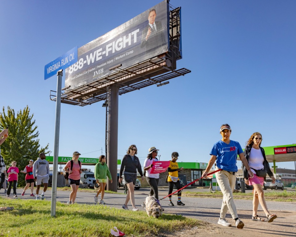 <strong>Francie Hunt (left), executive director of Tennessee Advocates for Planned Parenthood, leads a 538-mile walk from Memphis to Johnson City along with Laura Button (right) on Monday Sept. 26.&nbsp;</strong>(Ziggy Mack/Special to The Daily Memphian)