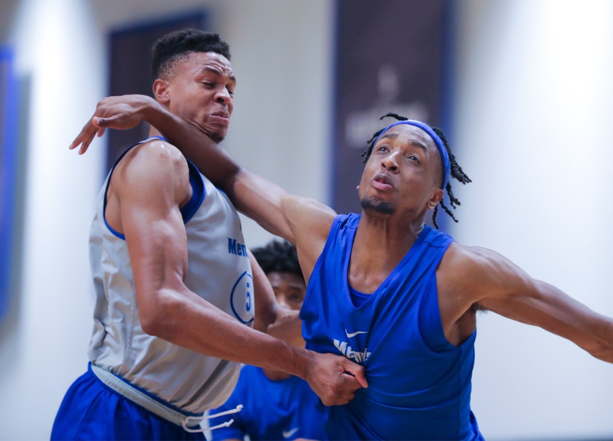 <strong>University of Memphis forward DeAndre Williams (12) fights for a rebound during the Sept. 30 open practice.</strong> (Patrick Lantrip/Daily Memphian)
