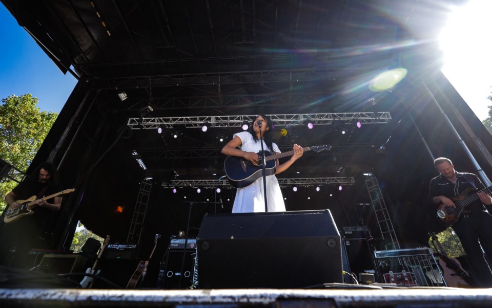 <strong>Adia Victoria performs during the first night of Mempho Music Festival at the Memphis Botanic Garden Sept. 30, 2022.</strong> (Patrick Lantrip/Daily Memphian)