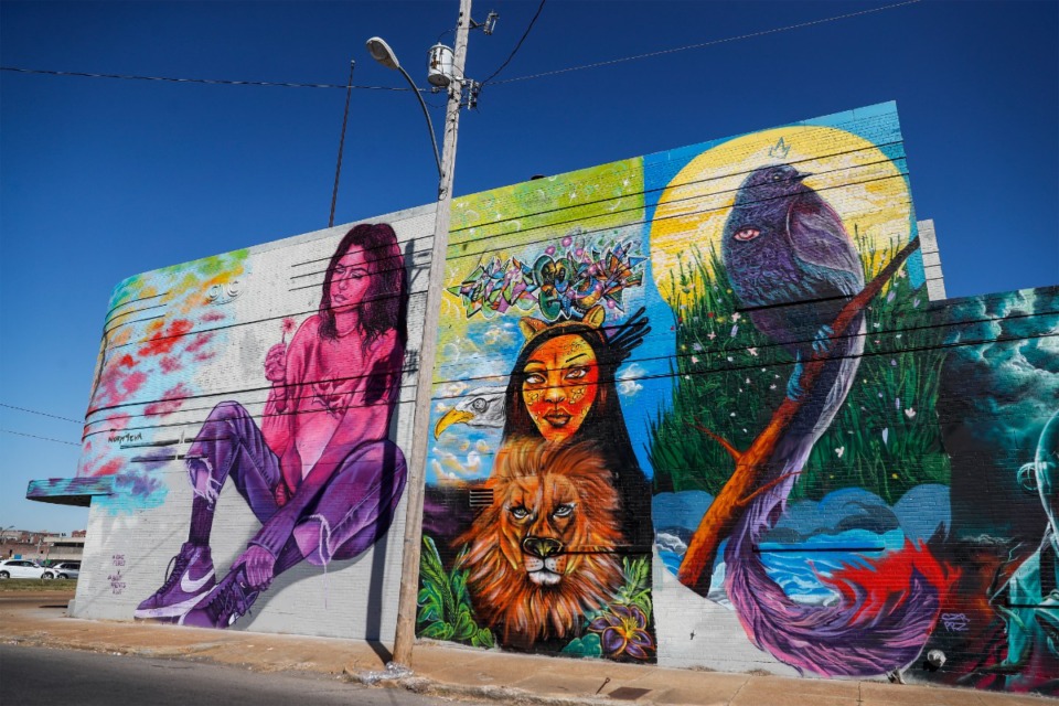 <strong>Murals at Georgia Avenue &amp; B.B. King Boulevard arefrom Paint Memphis&rsquo; 2021 event.</strong> (Mark Weber/The Daily Memphian)